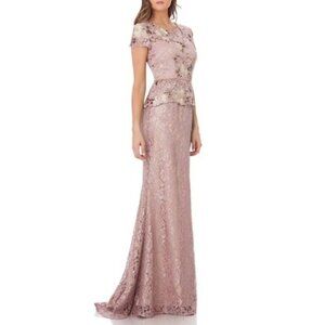 JS Collections Peplin Embroidered Lace Gown